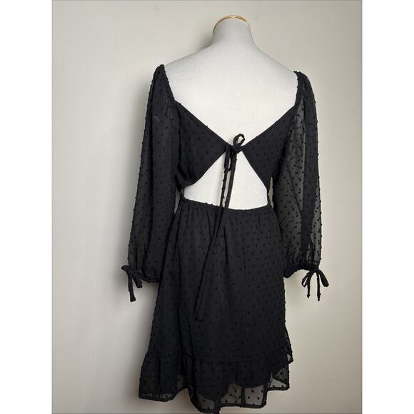 Speechless Milkmaid Whimsigoth Mini Dress Size M Sheer Sleeve Swiss Dot Hoco - Picture 2 of 8